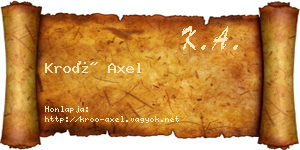 Kroó Axel névjegykártya